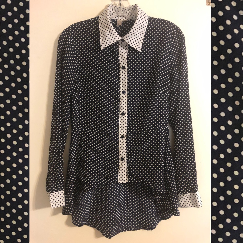 High-Low Polka Dot Button Down